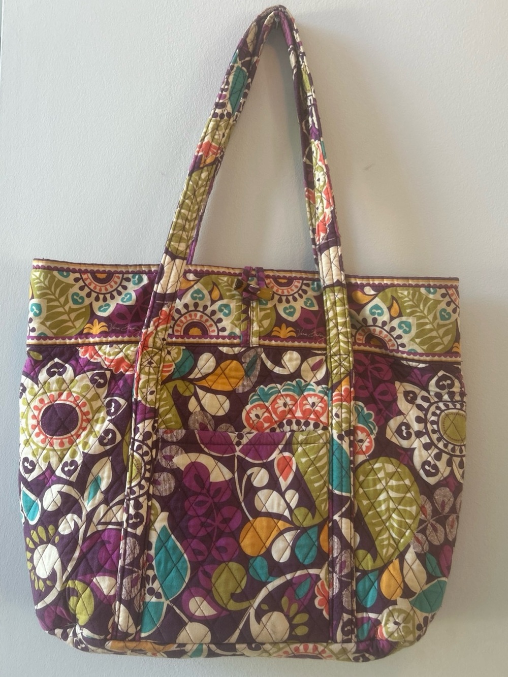 Vera Bradley quilted tote in Retired Plum Crazy Floral Pattern